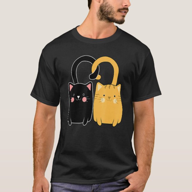 Camiseta Cute Ginger Cat Black Kitten Love Valentines Day G (Anverso)