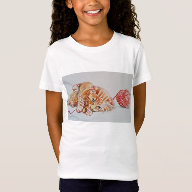 Camiseta Cute Ginger Tabby Gatos Chicas de arte T Shirt (Anverso)