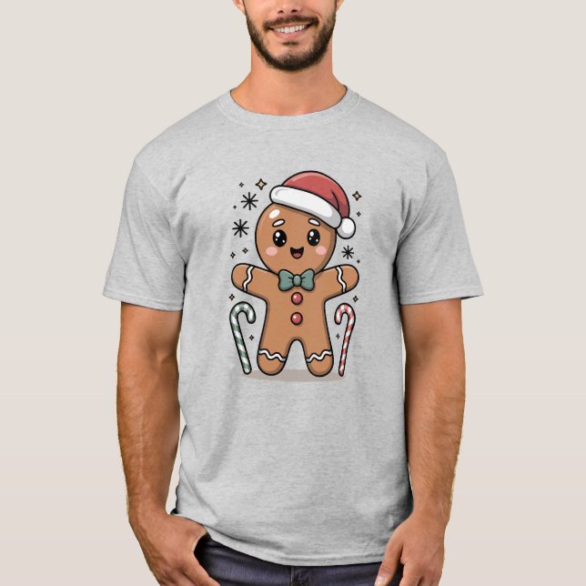 Camiseta Cute Gingerbread Christmas Cartoon Design (Anverso)