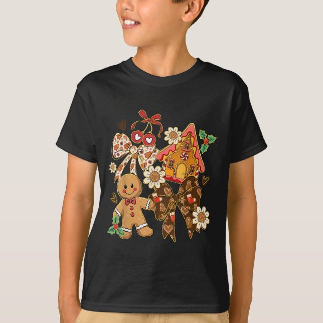 Camiseta Cute Gingerbread Christmas Preppy Coquette Holiday (Anverso)