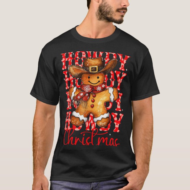 Camiseta Cute Gingerbread Cowboy Howdy Christmas Girls Wome (Anverso)