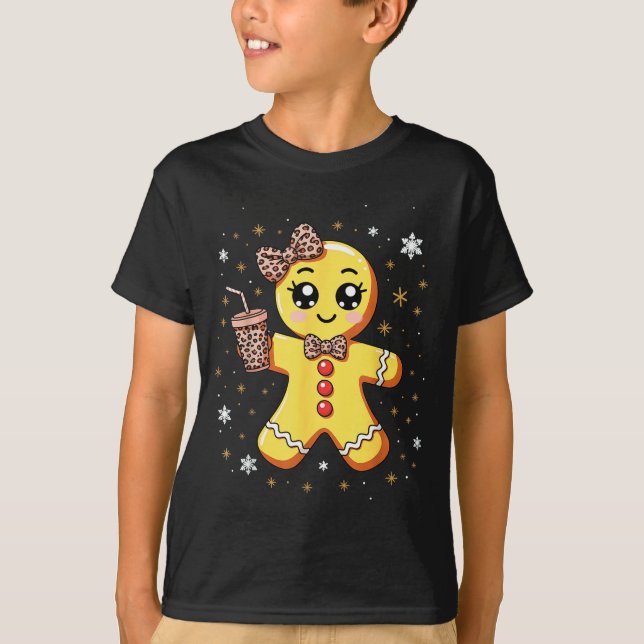 Camiseta Cute Gingerbread Leopard Coquette Christmas  (Anverso)