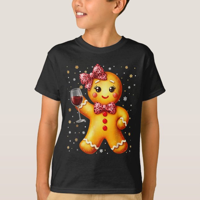 Camiseta Cute Gingerbread Leopard Coquette Christmas Wine X (Anverso)
