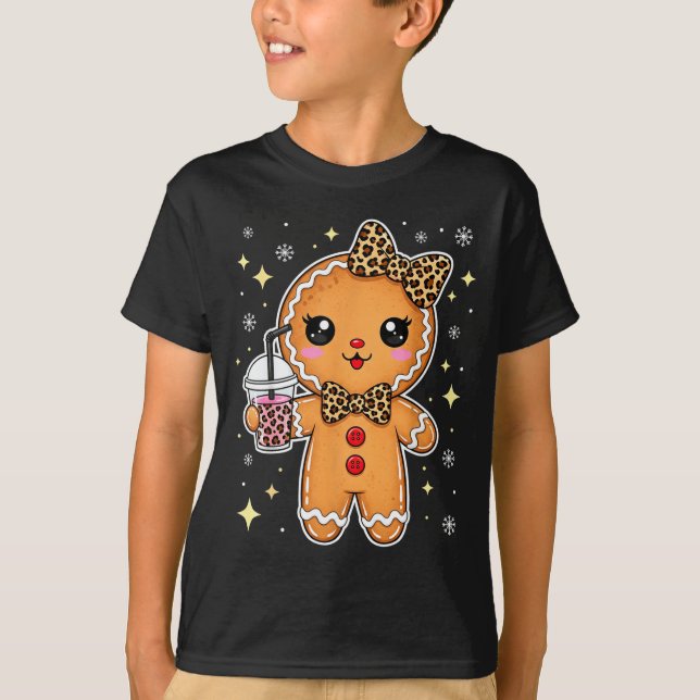 Camiseta Cute Gingerbread Leopard Coquette Christmas Xmas G (Anverso)