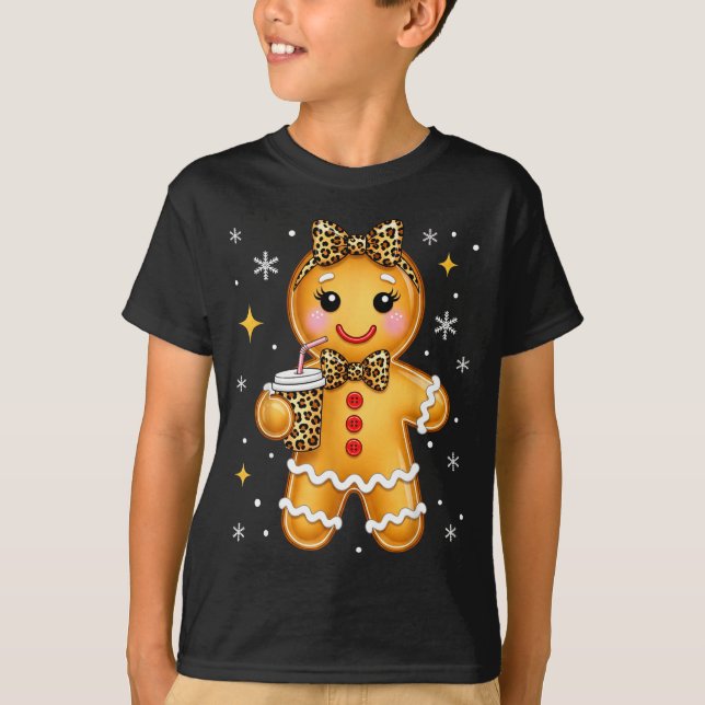 Camiseta Cute Gingerbread Leopard Coquette Christmas Xmas G (Anverso)
