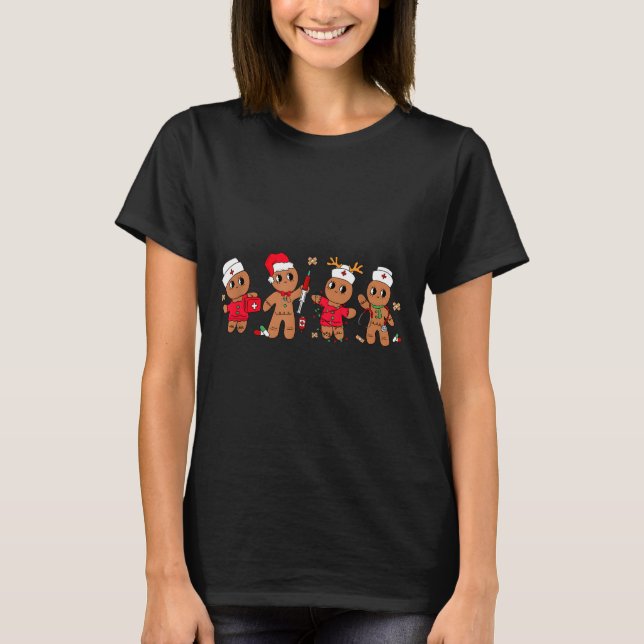 Camiseta Cute Gingerbread Nurse Christmas Design Medical Hu (Anverso)