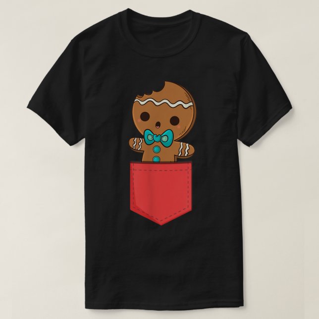 Camiseta Cute Gingerbread Pocket Christmas Design (Diseño del anverso)