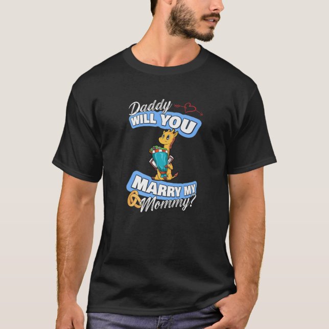 Camiseta Cute Giraffe Boda Oferta Papi Te Casarás Con Mi (Anverso)
