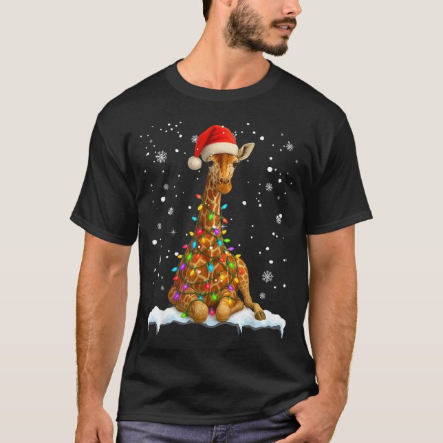 Camiseta Cute Giraffe Christmas Light Funny Giraffe Lover X (Anverso)