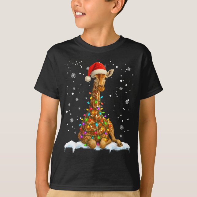Camiseta Cute Giraffe Christmas Light Funny Giraffe Lover X (Anverso)