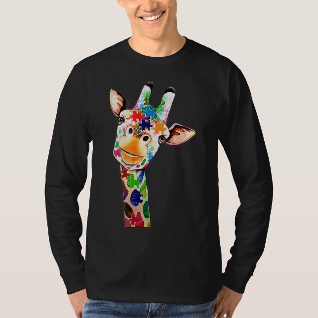 Camiseta Cute Giraffe Feliz Día Del Autismo Conciencia Y Ap (Anverso)