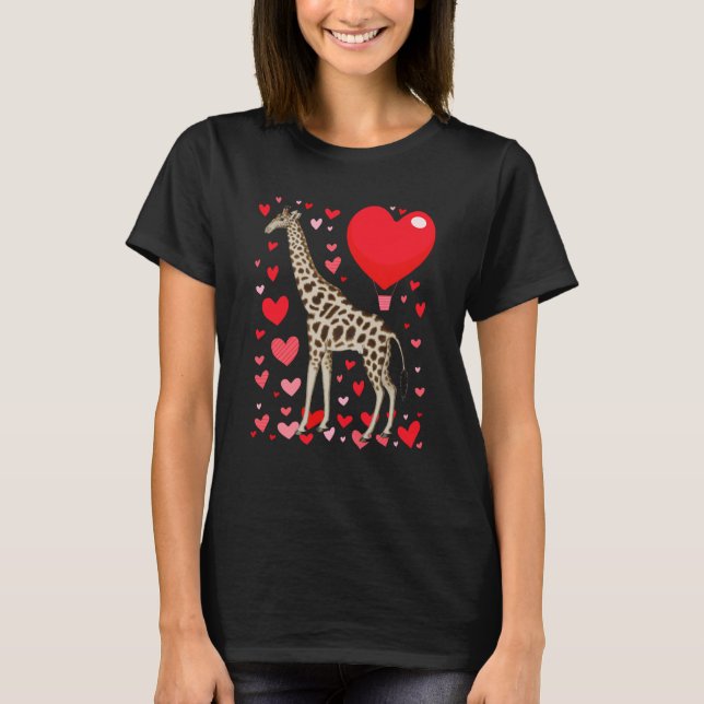 Camiseta Cute Giraffe Heart Tall Couples Valentine Zoo Anim (Anverso)