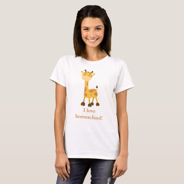 Camiseta Cute Giraffe Me encanta el colegio de casa (Anverso completo)