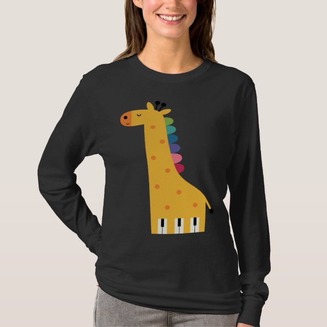 Camiseta Cute Giraffe Piano Music (Anverso)