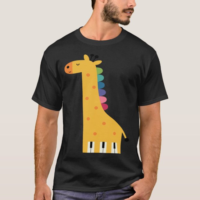 Camiseta Cute Giraffe Piano Music (Anverso)