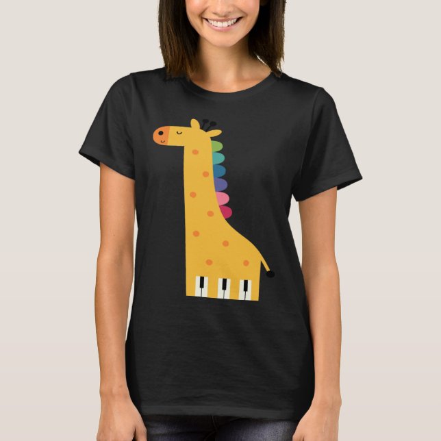 Camiseta Cute Giraffe Piano Music (Anverso)