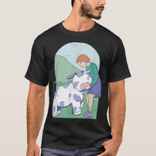 Camiseta Cute Girl And Cow Love Vegan Vegetarian 