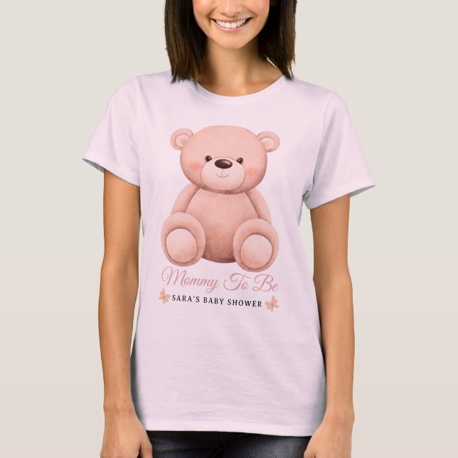 Camiseta Cute Girl Orange Teddy Bear Mommy To BeBaby Shower (Anverso)