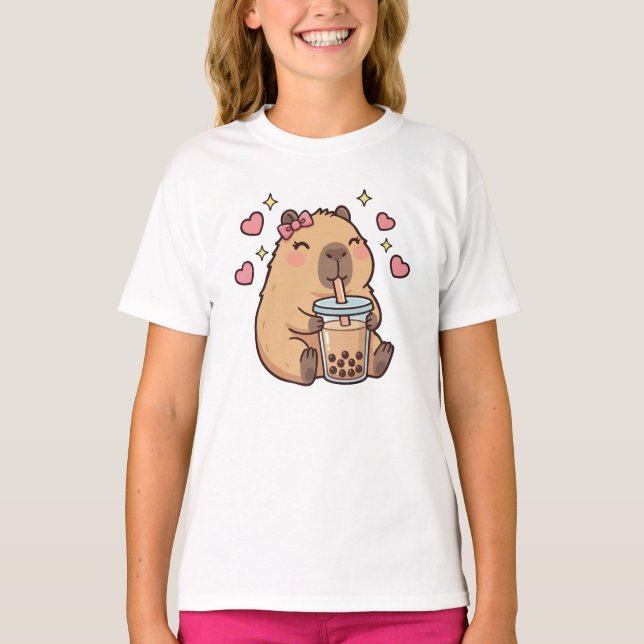 Camiseta Cute Girls Capybara Ramen Kawaii Tea Kawaii Capy  (Anverso)