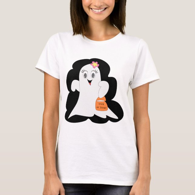 Camiseta Cute Girly Ghost Halloween Trick or Treat (Anverso)