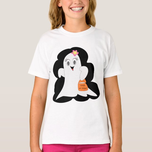 Camiseta Cute Girly Ghost Halloween Trick or Treat (Anverso)