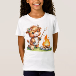 Camiseta Cute Girly Highland Cow Camping Smores