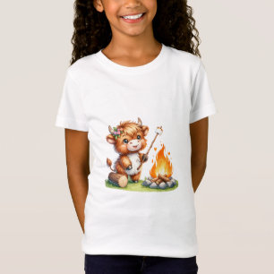 Camiseta Cute Girly Highland Cow Camping Smores