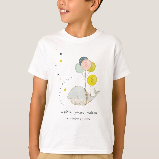 Camiseta Cute globo submarino Ballena Niños de Corazón Cump (Anverso)