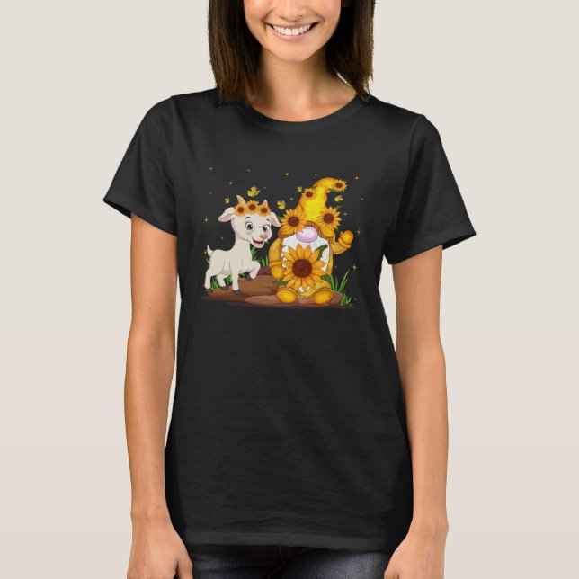 Camiseta Cute Gnome And Goat Sunflower  Gnome Goat Farmer (Anverso)
