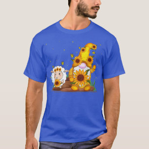 Camiseta Cute Gnome And Sheep Sunflower Funny Gnome Sheep F