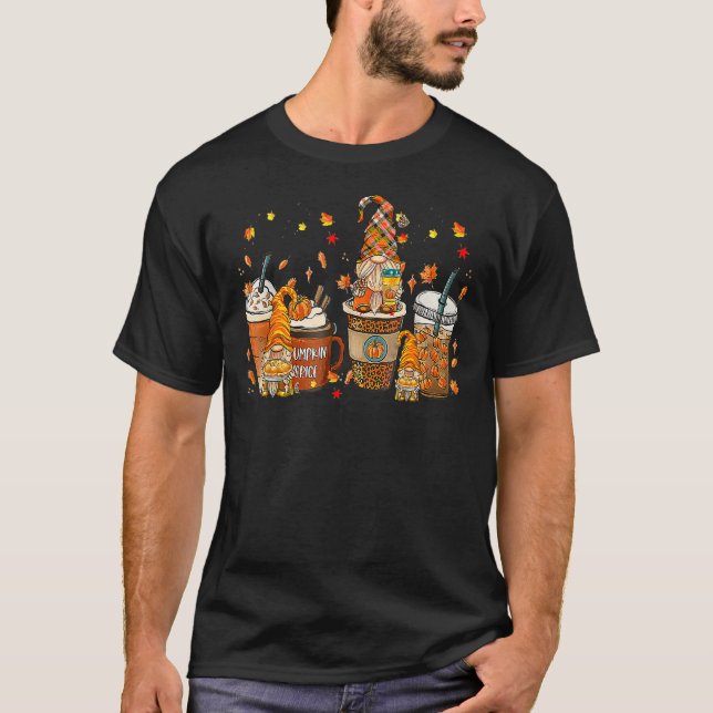 Camiseta Cute Gnome Fall Coffee Pumpkin Spice Latte Iced Au (Anverso)
