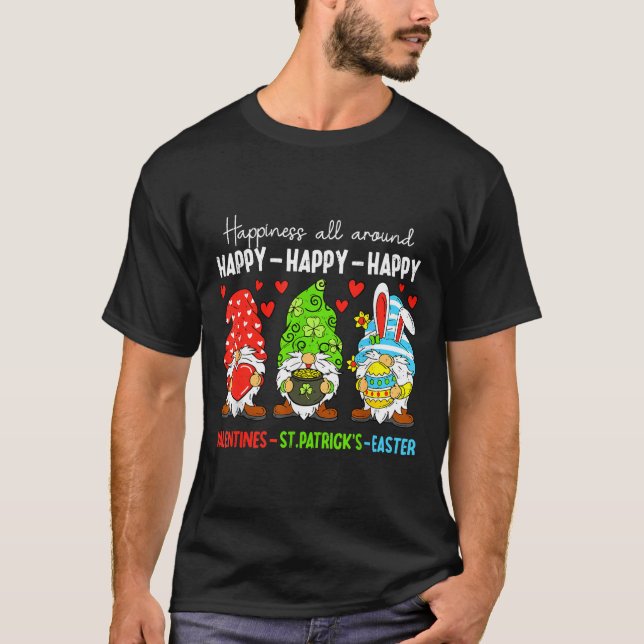 Camiseta Cute Gnome Happy Valentines St Patricks Easter Hol (Anverso)