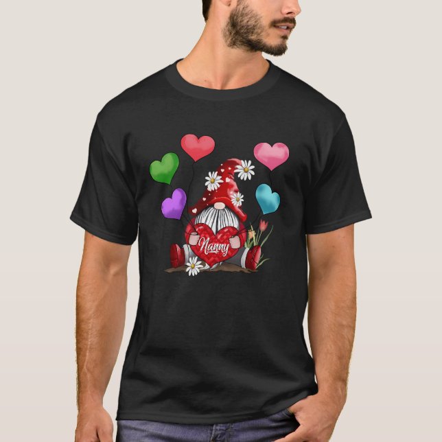 Camiseta Cute Gnome Heart Balloons Nanny (Anverso)