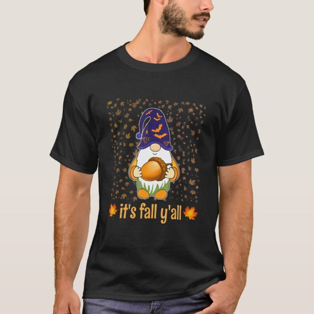 Camiseta Cute Gnome Holding Acorn Autumn It's Fall Y'all 2 (Anverso)