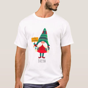 Camiseta Cute Gnome Holding Placard con saludos