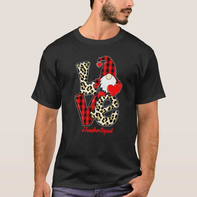 Camiseta Cute Gnome Love Teacher Squad Funny Happy Valentin (Anverso)