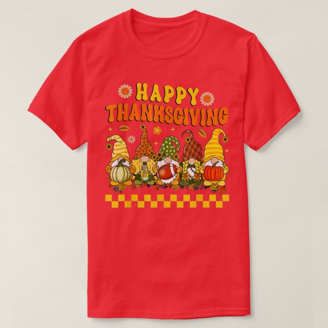Camiseta Cute Gnome Pumpkin Autumn Hippie Happy Thanksgivin (Diseño del anverso)
