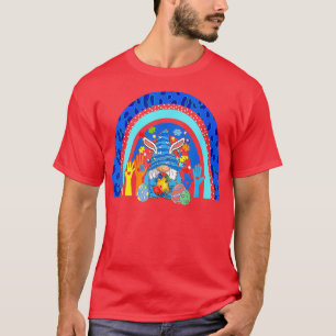 Camiseta Cute Gnome Rainbow Leopard Autism Awareness Fun Ea