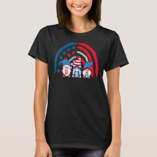 Camiseta Cute gnomes Bandera Estadounidense Arcoiris Patrió
