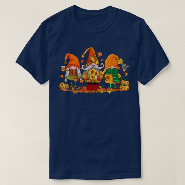 Camiseta Cute Gnomes Calabaza Caída Temporada Otoño Feliz G (Diseño del anverso)