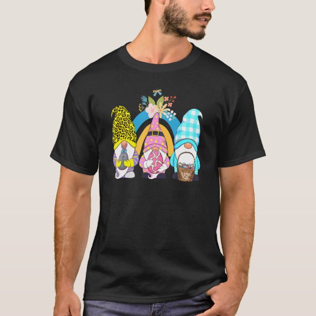 Camiseta Cute Gnomes Easter Bunny Egg Hunting Basket (Anverso)