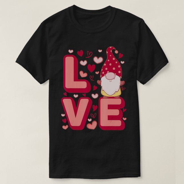 Camiseta Cute Gnomes Heart Love Happy Valentine's Day  (Diseño del anverso)