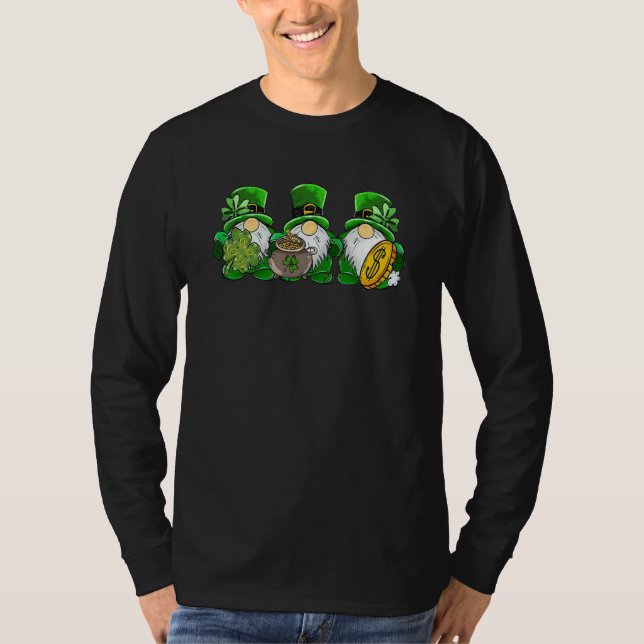 Camiseta Cute Gnomes Holding Shamrock Leopard Plaid St Patr (Anverso)