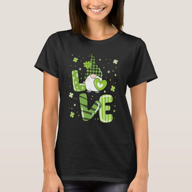 Camiseta Cute Gnomes Holding Shamrock Leopard Plaid St Patr (Anverso)