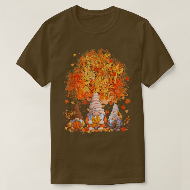 Camiseta Cute Gnomes Otoño Árbol de otoño Calabaza de Acció (Diseño del anverso)