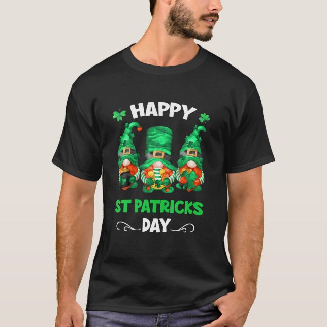 Camiseta Cute Gnomes Shamrock Happy St Patrick's Day Family (Anverso)