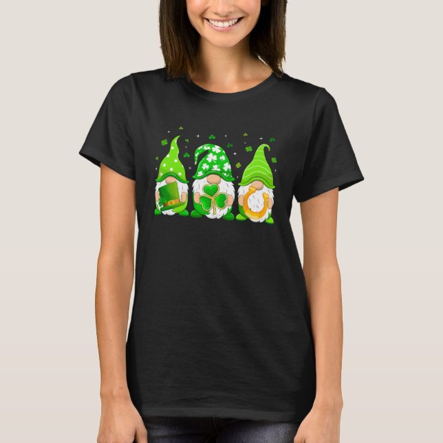 Camiseta Cute Gnomes St Patrick s Day Gnome Shamrock Lucky  (Anverso)