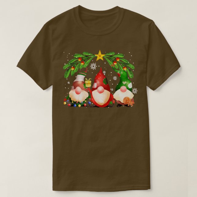Camiseta Cute Gnomies Mistletoe Feliz Navidad (Diseño del anverso)