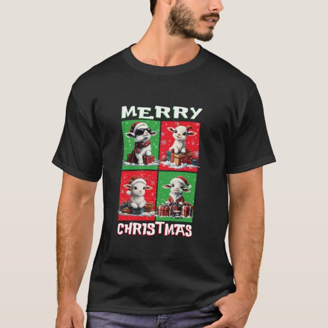 Camiseta Cute Goat Santa Animals Encantan Árbol de Navidad (Anverso)