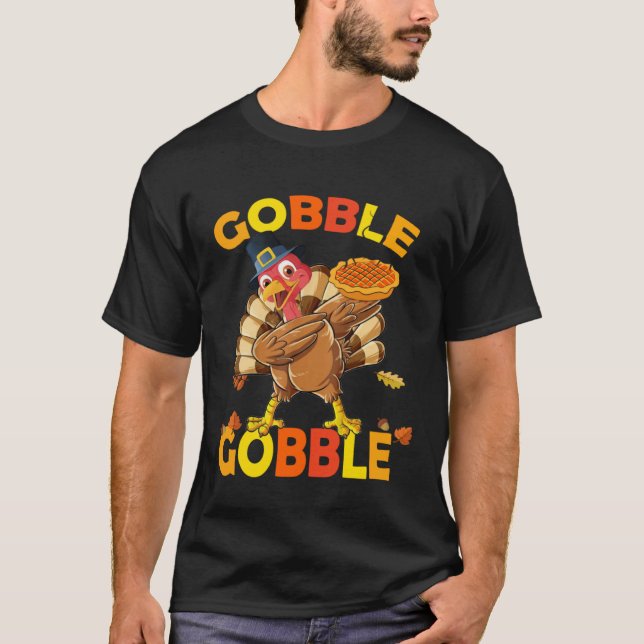 Camiseta Cute Gobble Gobble Turkey Pilgrim Little Boys Than (Anverso)